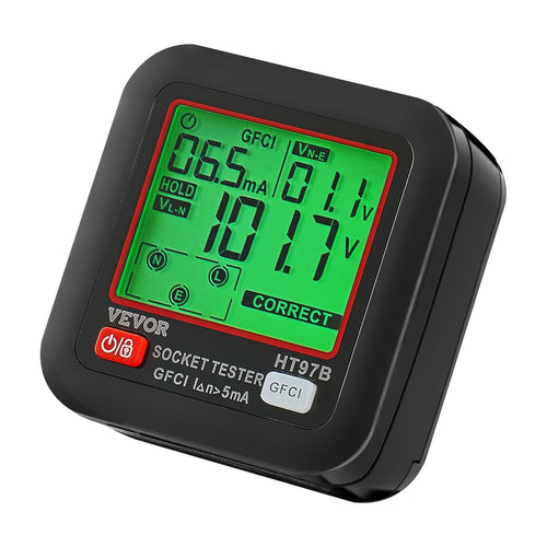 Outlet Tester Electrical GFCI Trip Tester LCD Display Receptacle Detector