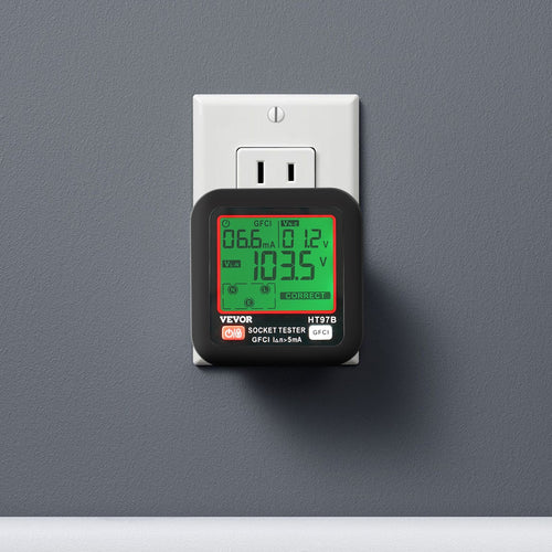 Outlet Tester Electrical GFCI Trip Tester LCD Display Receptacle Detector