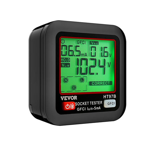 Outlet Tester Electrical GFCI Trip Tester LCD Display Receptacle Detector